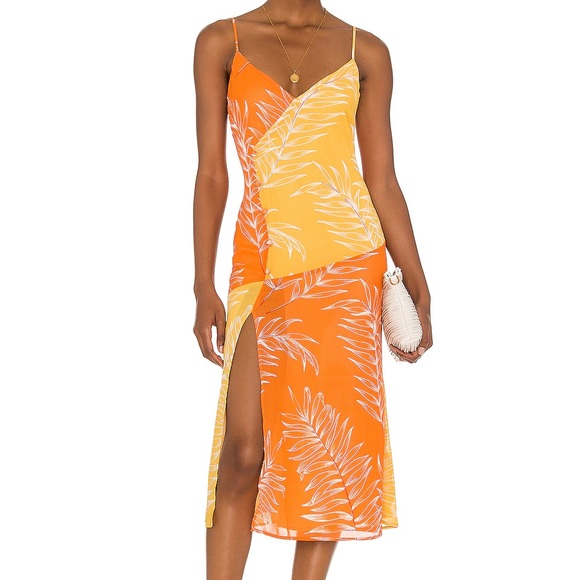 Camila Coelho Dresses & Skirts - Camila Coelho Vivienne Midi Dress in Yellow & Orange